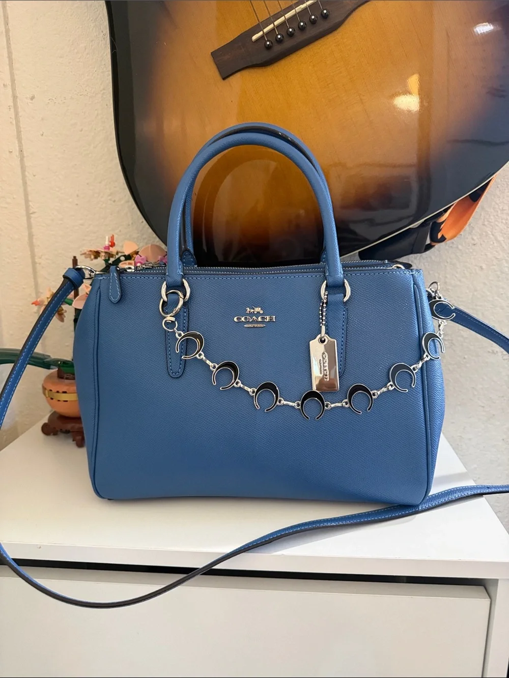 Coach Surrey Carryall in denim blue medium crossbody/top handle bag